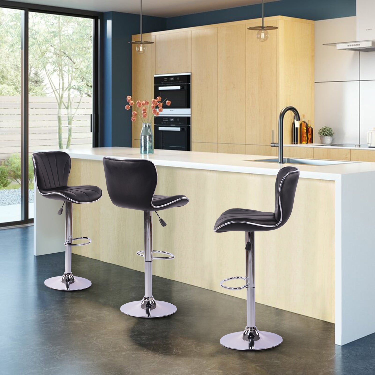 Taburetes de Bar Vintage de 2 Piezas Altura Ajustable Negro