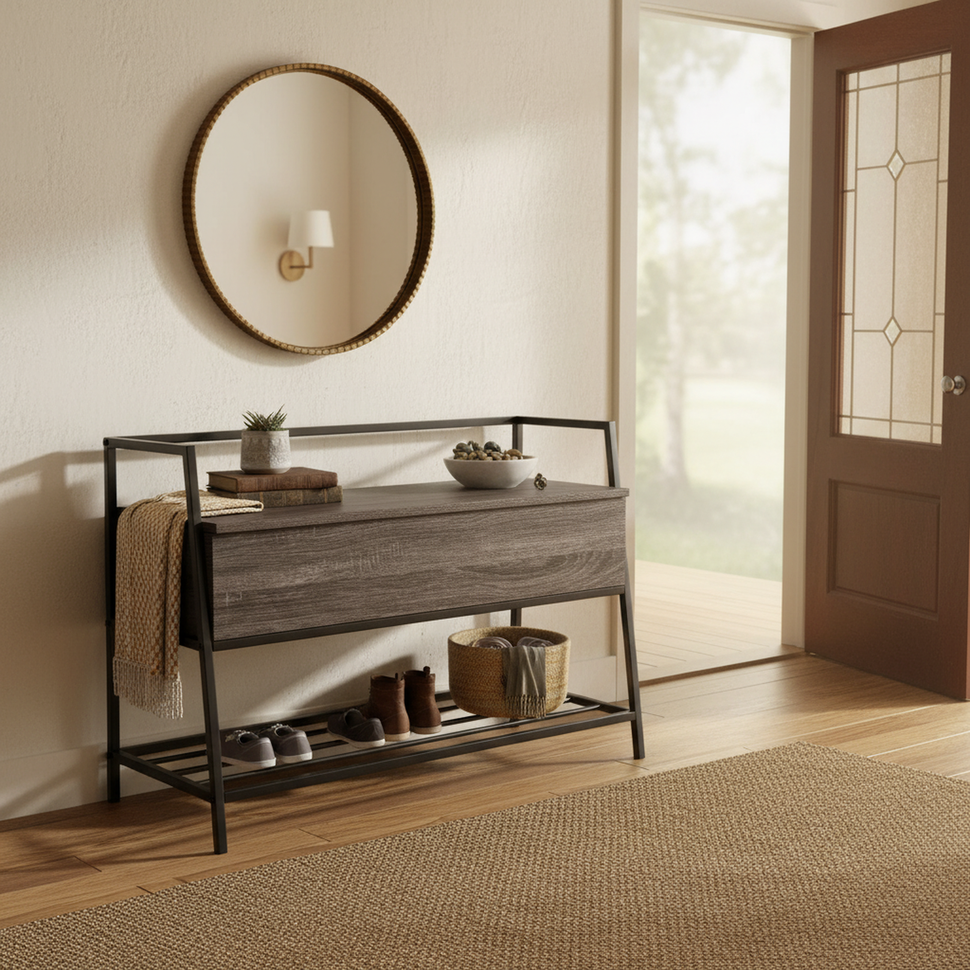 Banco Zapatero con Almacenamiento Ideal para Entrada y Sala de Estar Negro