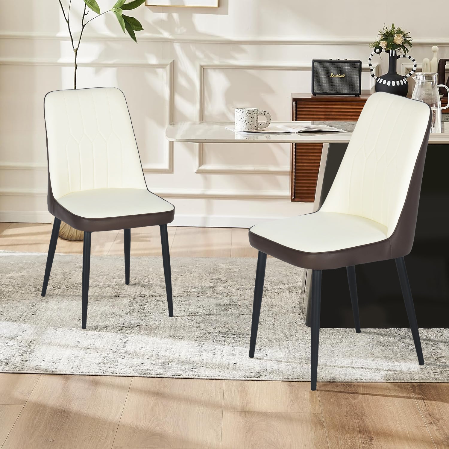 Sillas de Comedor Modernas y Cómodas de 2 Piezas para Comedor y Cocina Marrón