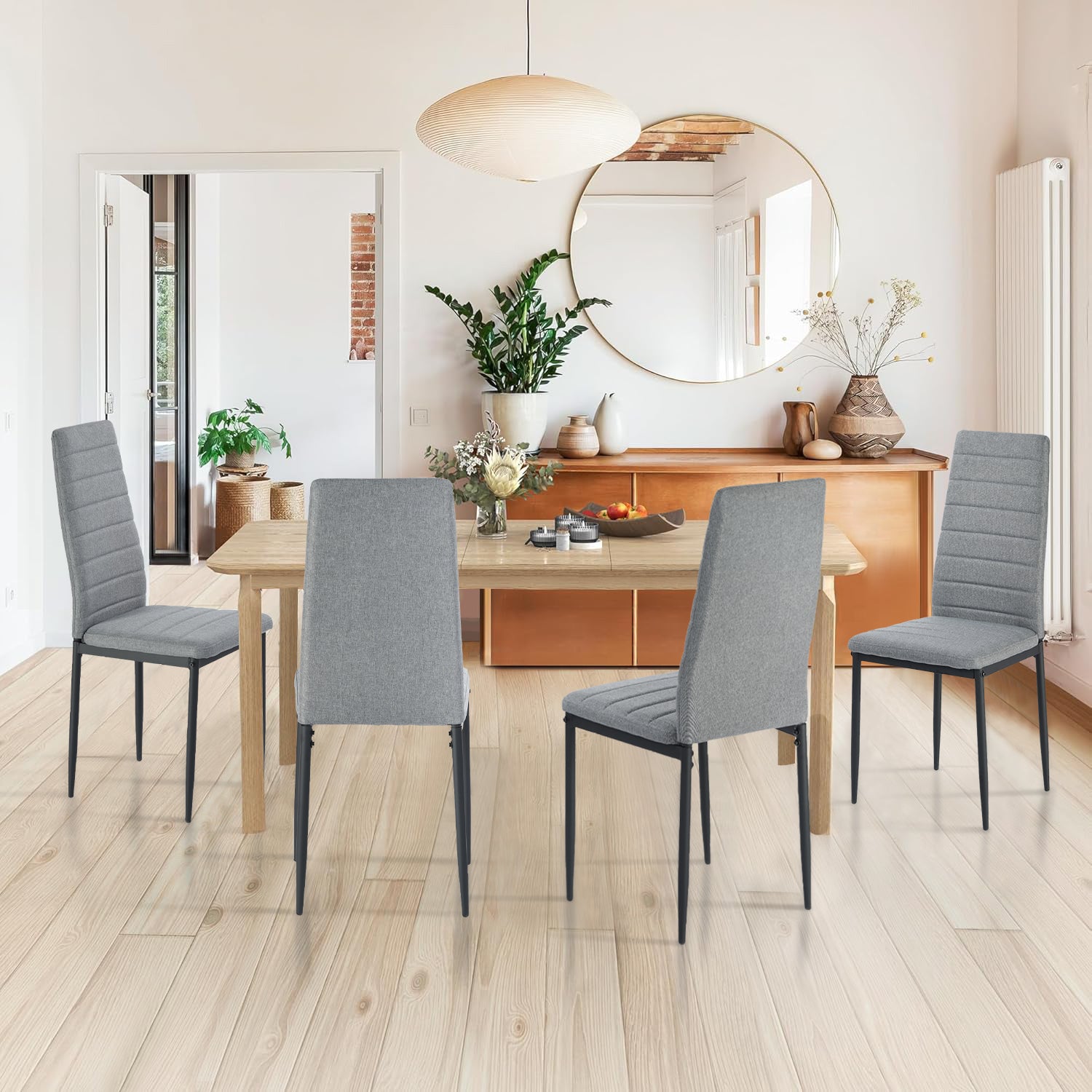 Juego de 4 Sillas de Comedor Contemporáneas en Gris