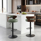 Cyber Homemake ● Taburete de Bar Nórdico con Respaldo de Madera