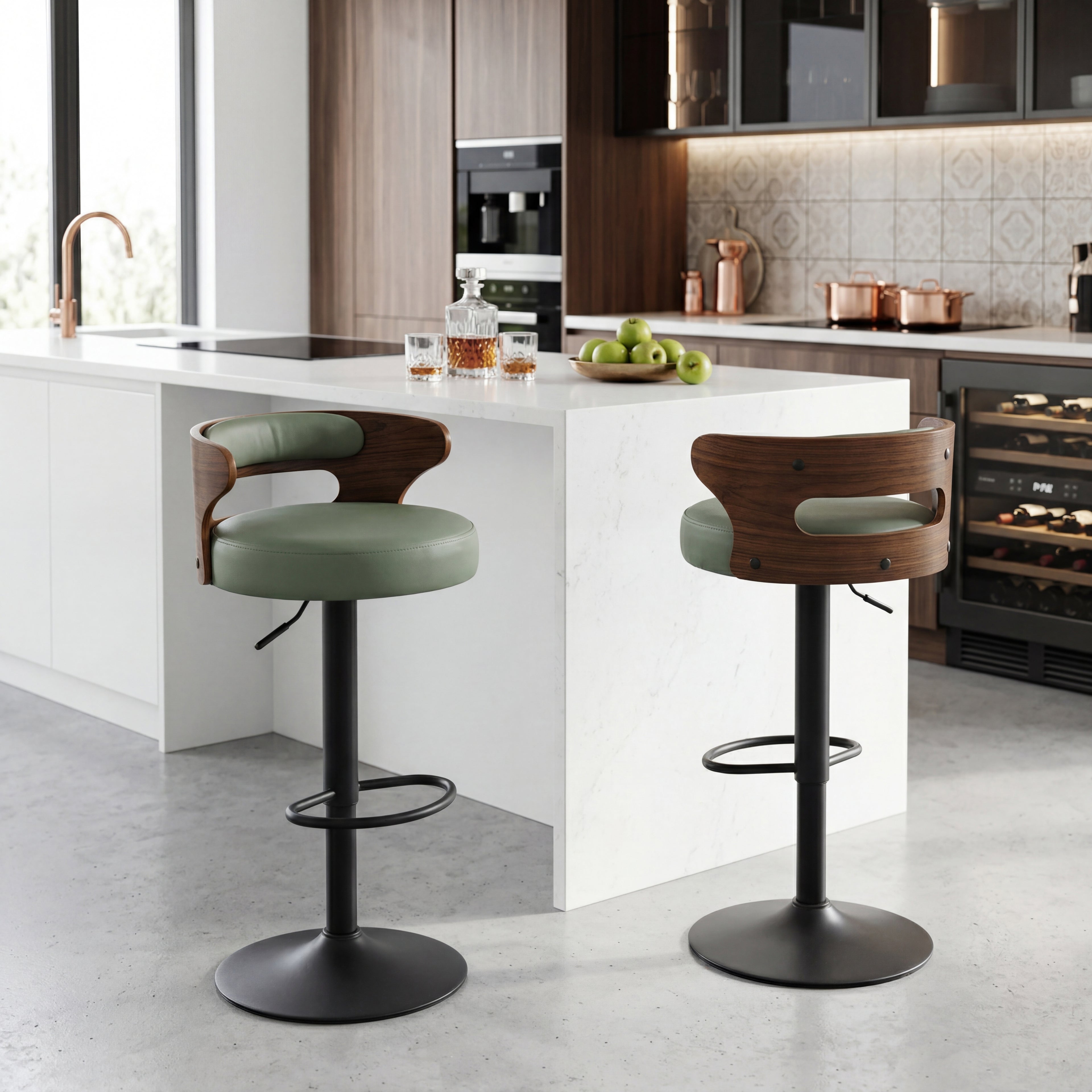 Cyber Homemake ● Taburete de Bar Nórdico con Respaldo de Madera