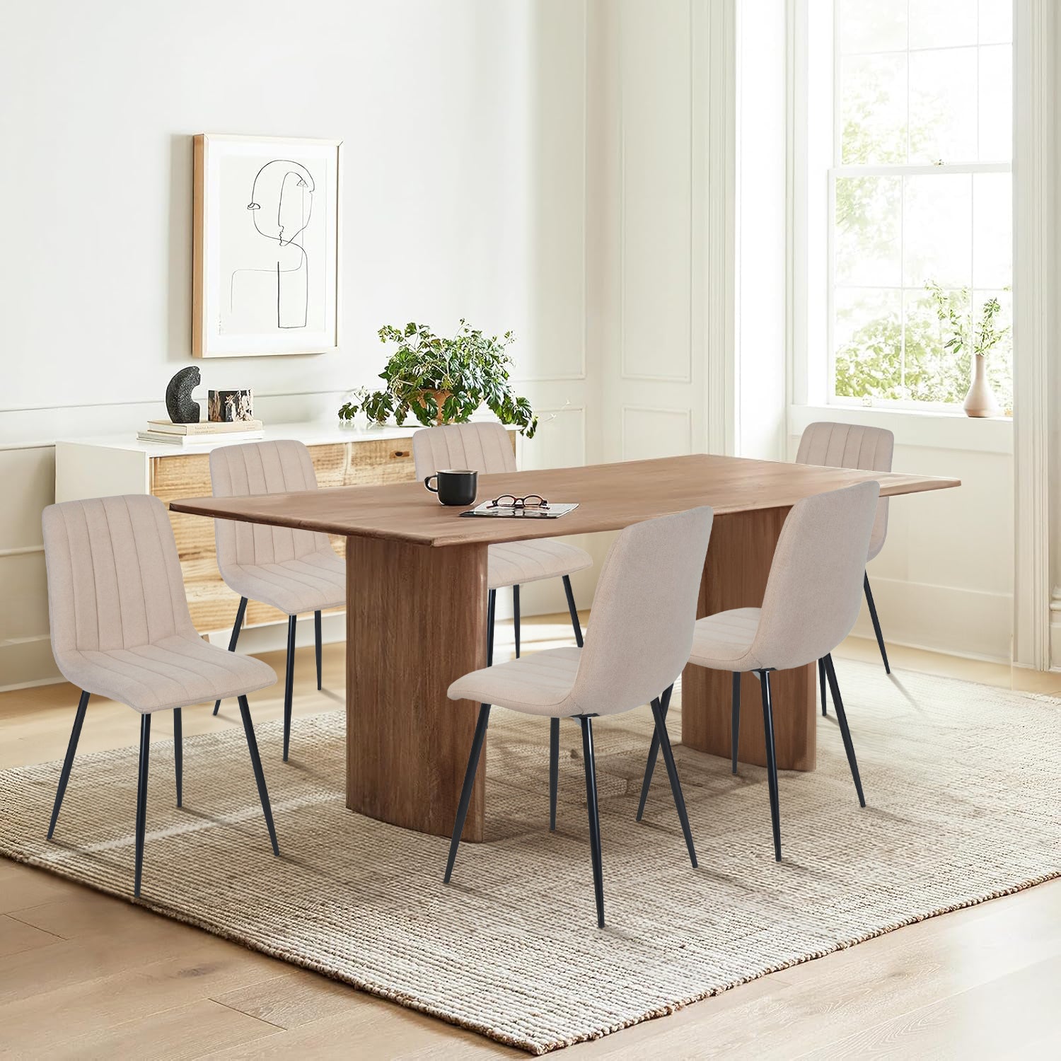 Juego de 4 Sillas para Comedor Beige