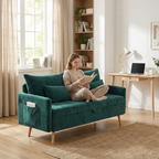 Cyber Homemake ● Sofá de 2 Plazas con Espacio de Almacenamiento y Puerto de Carga (Verde)
