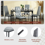 Juego de 4 Sillas de Comedor Contemporáneas en Gris