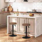 Juego de 2 Taburetes de Bar para Cocina Giratorios 360° y con Altura Ajustable Tela Impermeable Vintage Marrón