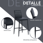 Juego de 2 Taburetes de Bar ContemporáNeos Respaldo Alto Negro