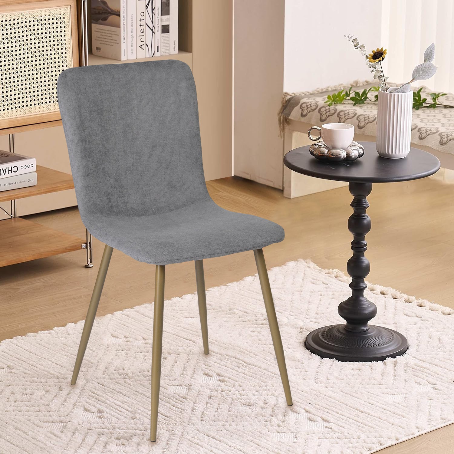 Juego de 4 Sillas de Comedor Modernas con Patas de Metal Gris