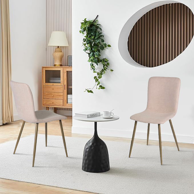 Sillas de Comedor de 4 Piezas Patas Doradas de Metal de Estilo Moderno Beige