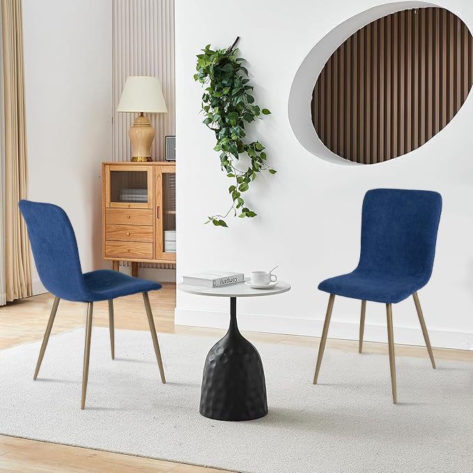 Sillas de Comedor de 4 Piezas Patas Doradas de Metal de Estilo Moderno Azul