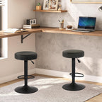 Juego de 2 Taburetes de Bar para Cocina Giratorios 360° y con Altura Ajustable Tela Impermeable Vintage Negro