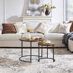 Set de 2 Mesas de Centro Redonda Marrón