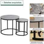 Juego de Mesa de Centro Redonda de 2 Piezas Gris