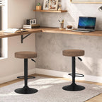 Juego de 2 Taburetes de Bar para Cocina Giratorios 360° y con Altura Ajustable Tela Impermeable Vintage Marrón