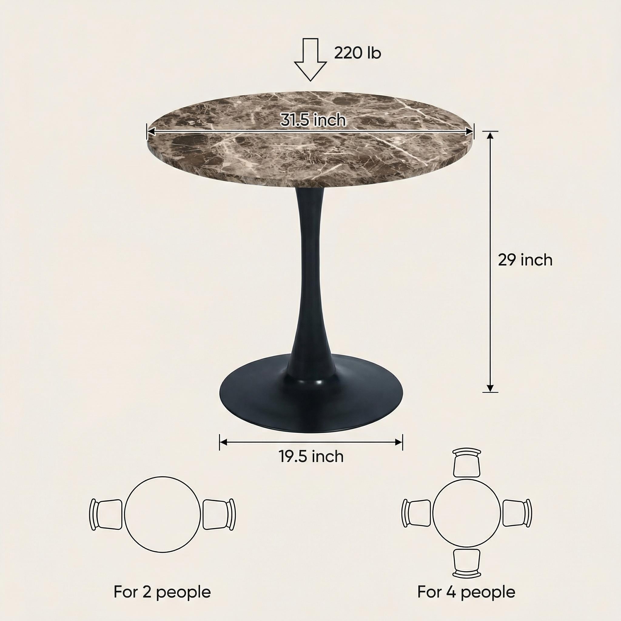 Cyber Homemake ● Mesa de Comedor Redonda con Revestimiento de Mármol