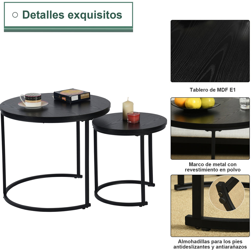 Set de 2 Mesas de Centro Negro