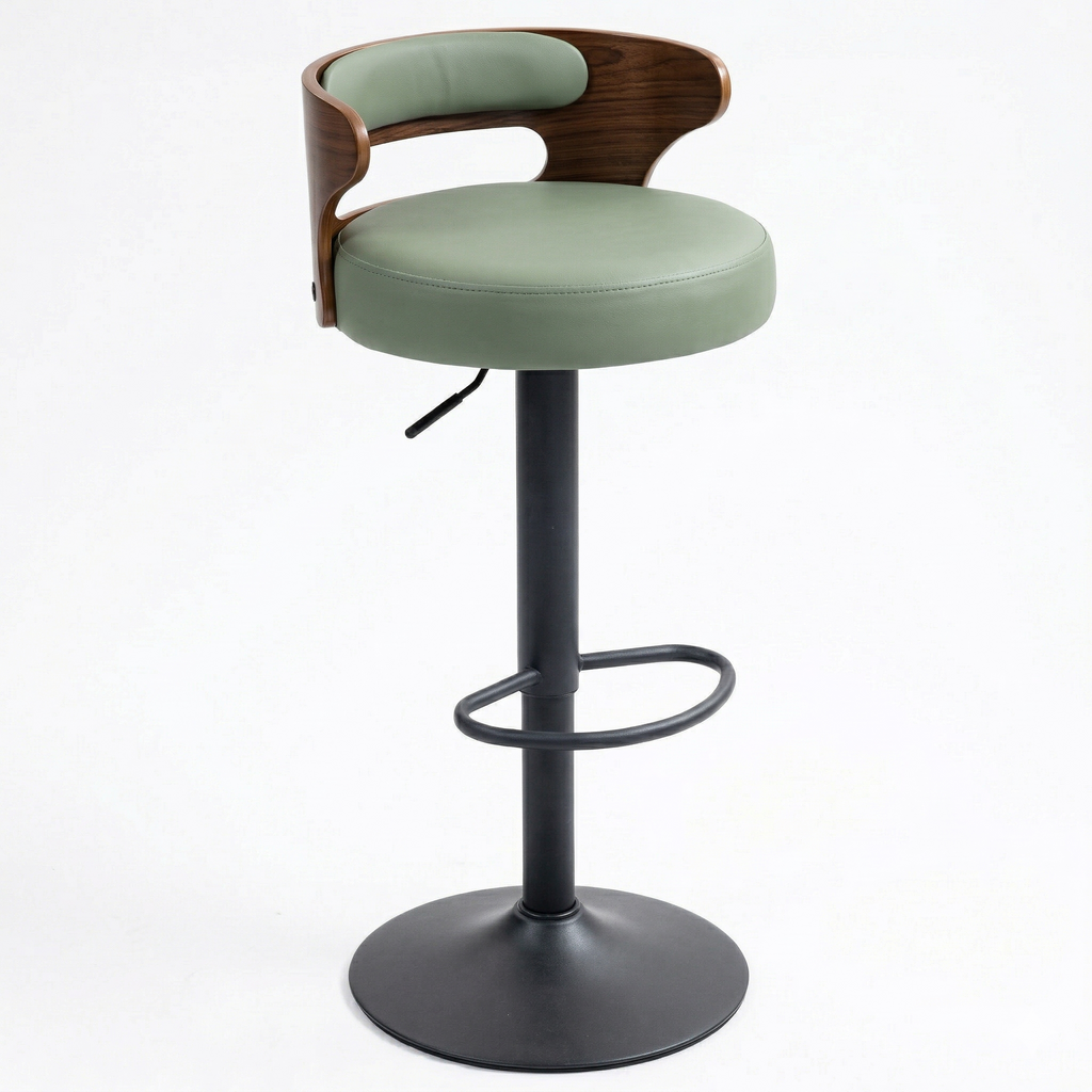 Cyber Homemake ● Taburete de Bar Nórdico con Respaldo de Madera