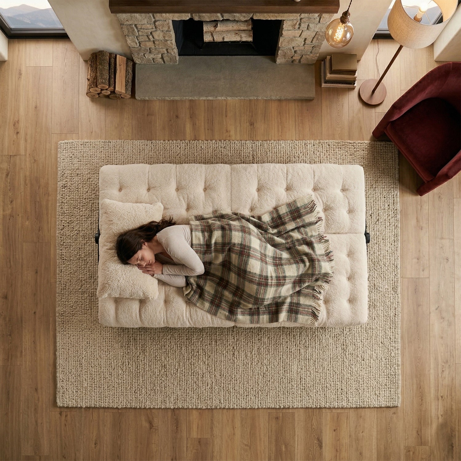 Cyber Homemake ● Sofá Cama Moderno sin Brazos con Muelles (Beige)