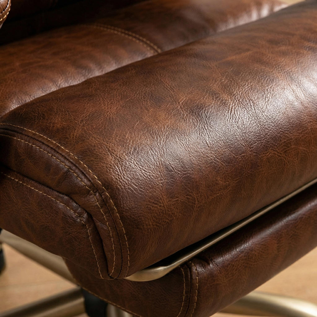 Cyber Homemake ● Silla Ejecutiva de Cuero Vintage con Reposapiés
