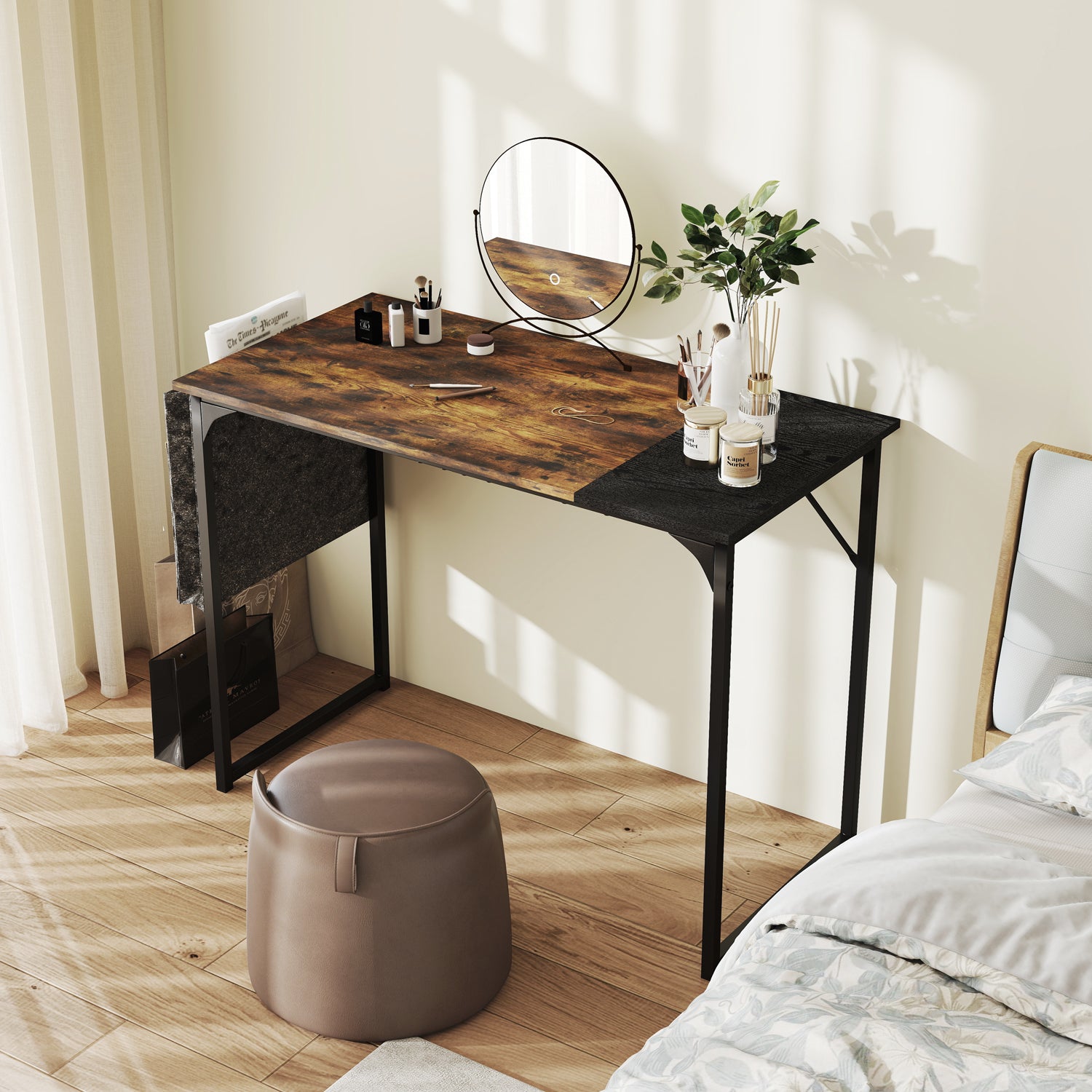 Escritorio de Bolsillo Moderno con Almacenaje 100 X 48 X 74 cm Marrón