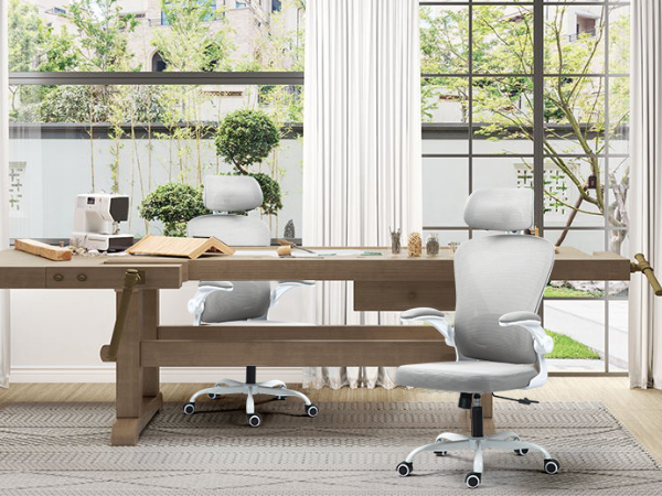 Silla de Oficina Ergonómica Giratoria Regulable con Reposabrazos Reposacabezas y Soporte Lumbar Apta Gris