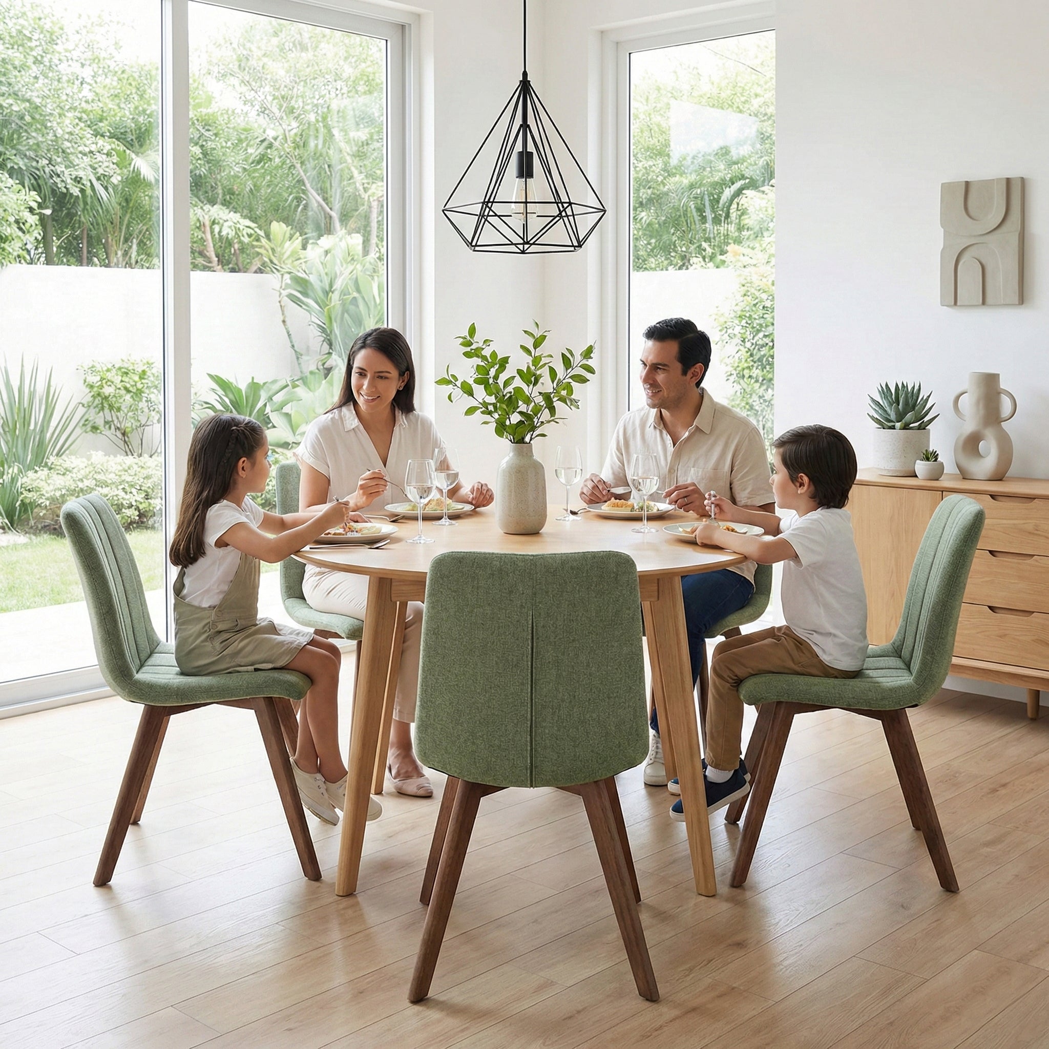 Cyber Homemake ● Silla Acolchada con Diseño de Canalado Juego de 4 (Verde)