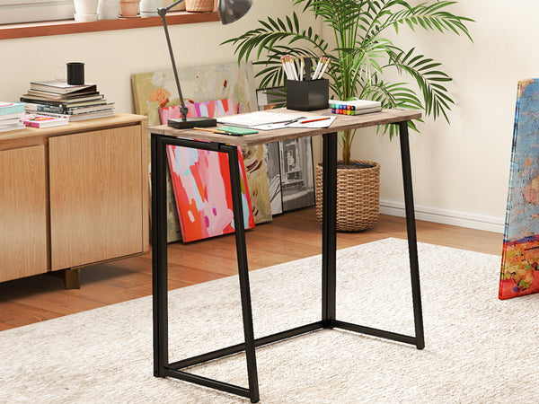 Mesa de Ordenador Plegable para El Hogar Ahorra Espacio 80 X 44 X 74 cm Negro Nuez