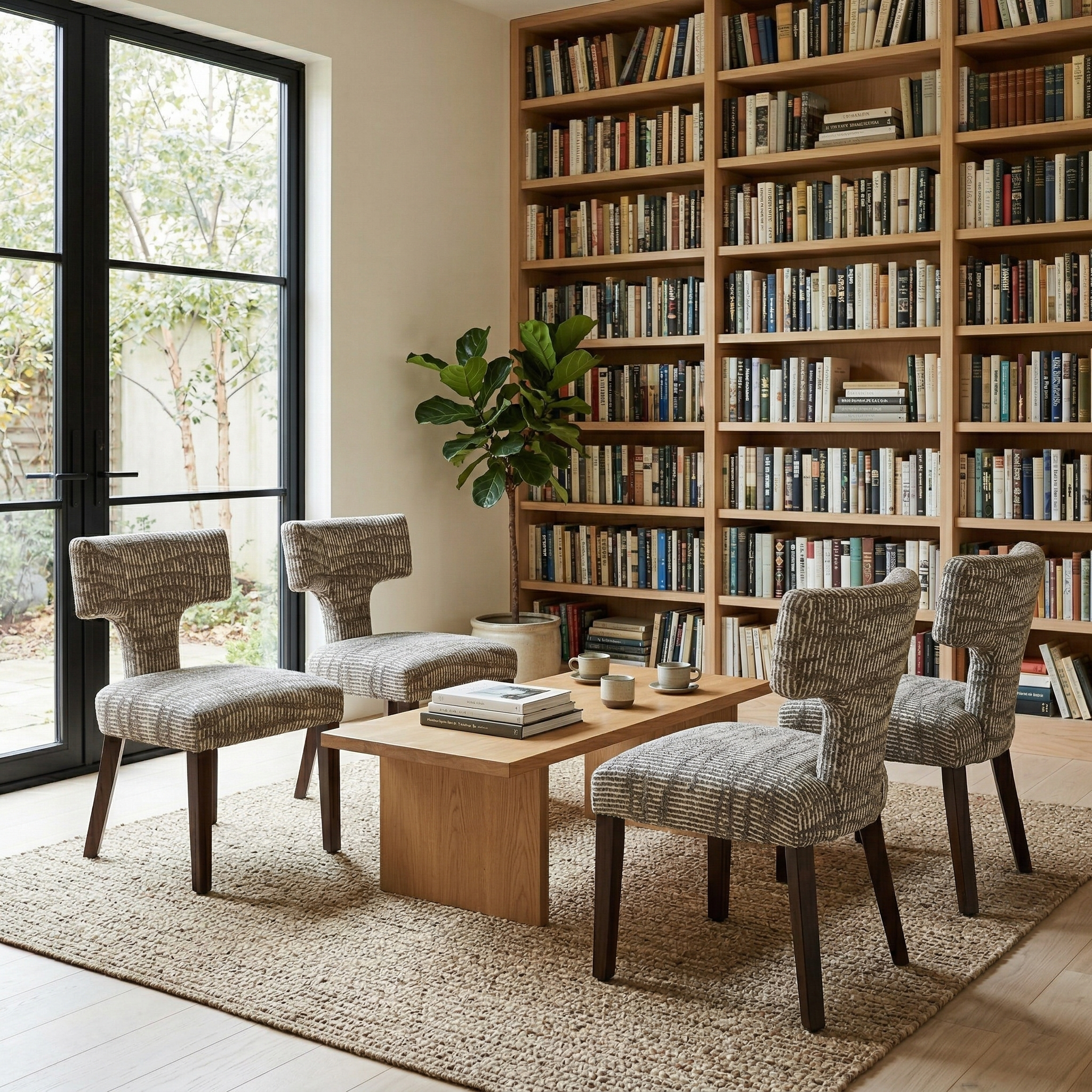 Cyber Homemake ● Silla de Comedor Mid-Century con Patrón Geométrico