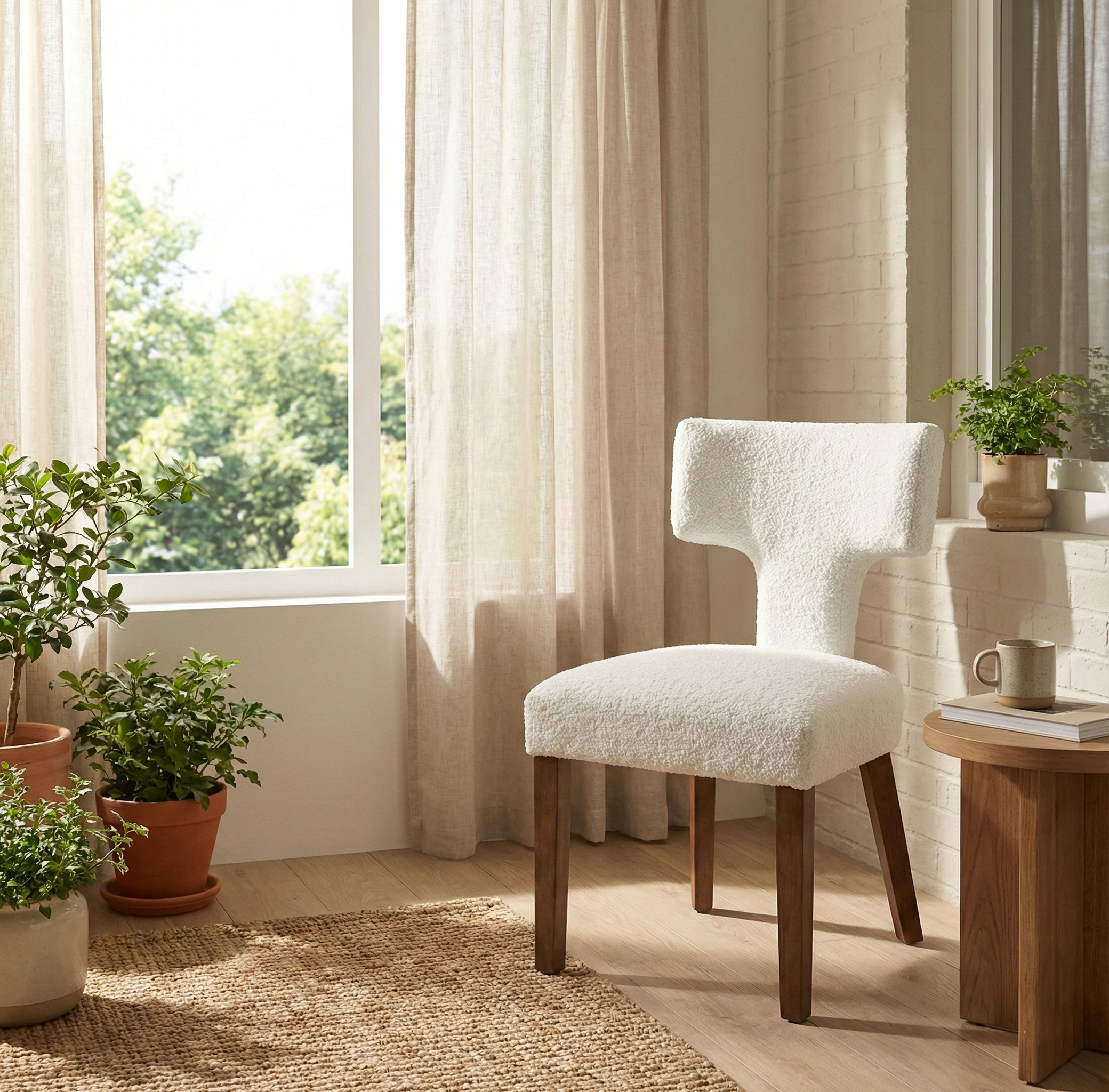Cyber Homemake ● Silla de Comedor Moderna de Terciopelo Bouclé 2 piezas