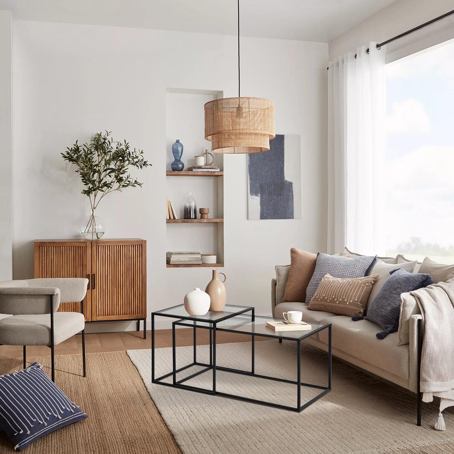 Juego de 2 Mesas de Centro de Cristal