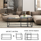 Juego de 2 Mesas de Centro de Cristal