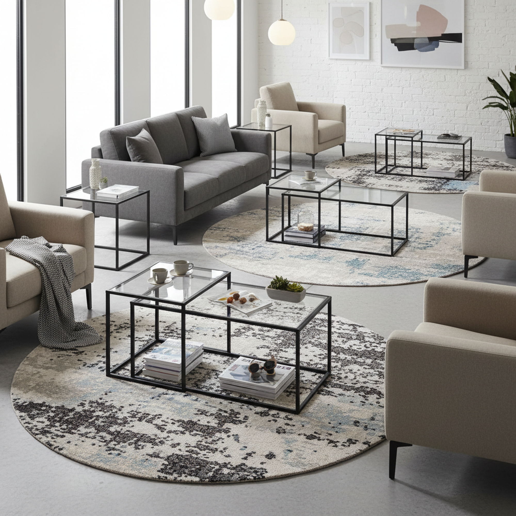 Juego de 2 Mesas de Centro de Cristal