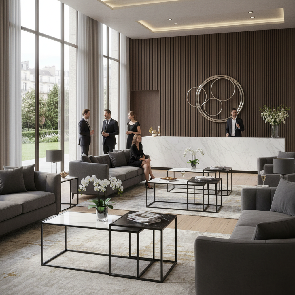 Juego de 2 Mesas de Centro en Blanco y Negro