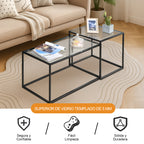 Juego de 2 Mesas de Centro de Cristal