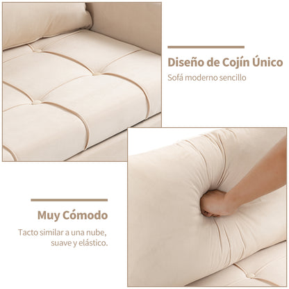 Sofá Moderno de Dos Plazas con Espacio de Almacenamiento Puertos de Carga USB y Tipo C, Y Dos Almohadas Beige