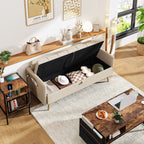 Sofá Moderno de Dos Plazas con Espacio de Almacenamiento Puertos de Carga USB y Tipo C, Y Dos Almohadas Beige