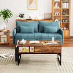 Sofá Moderno de Dos Plazas con Espacio de Almacenamiento Puertos de Carga USB y Tipo C, Y Dos Almohadas Azul