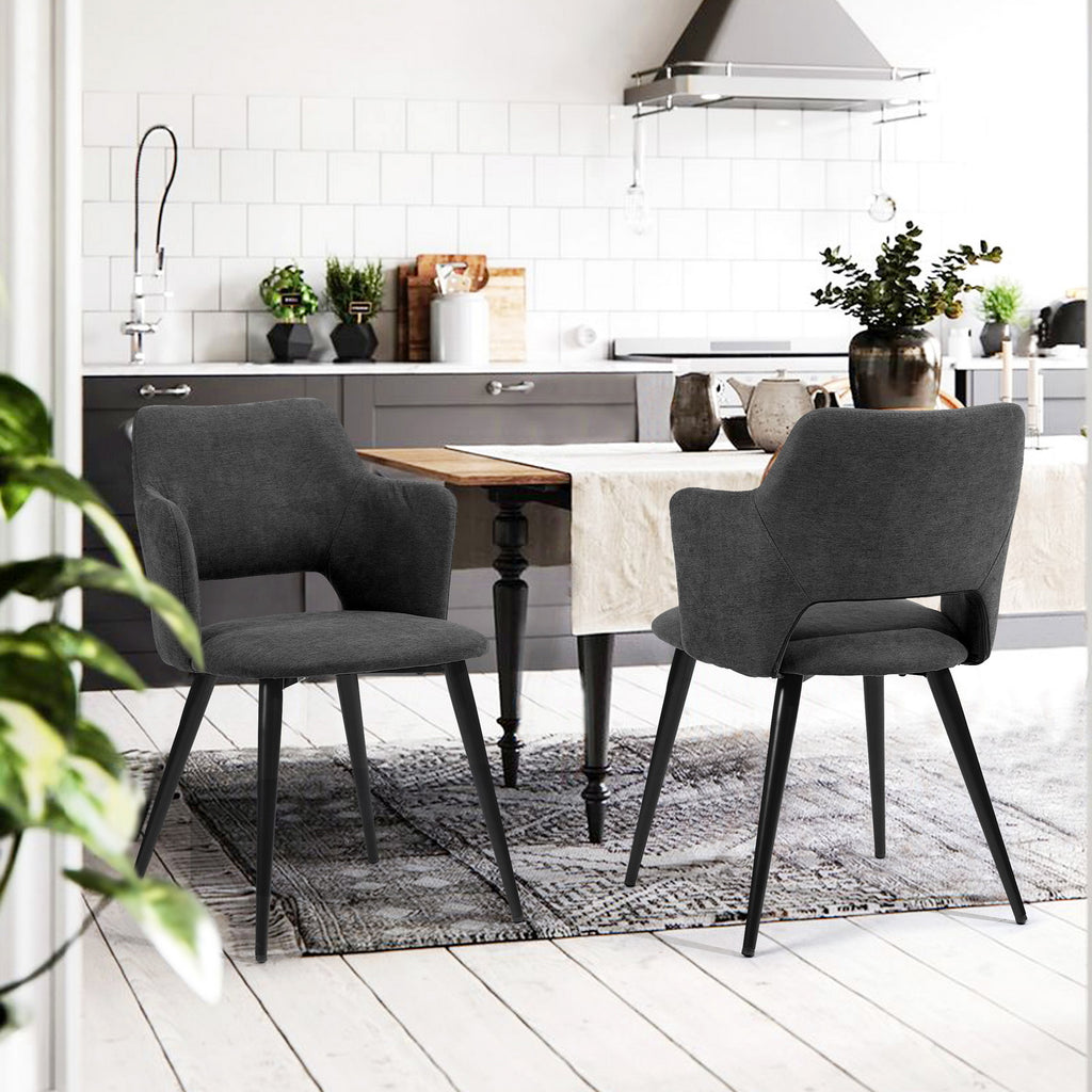 Conjunto de 2 Sillas de Comedor Modernas Respaldo de Diseño Vintage Gris