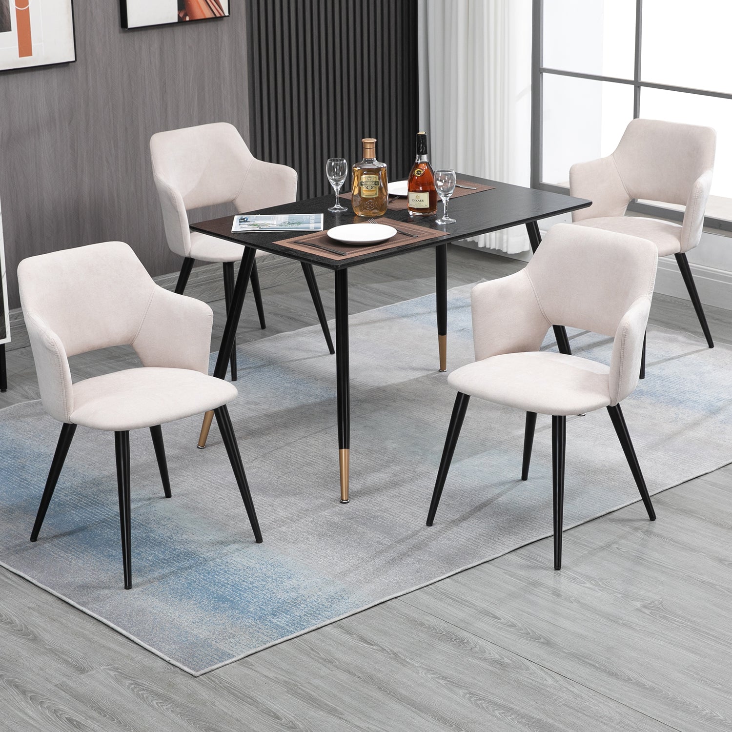 Conjunto de 2 Sillas de Comedor Modernas Respaldo de Diseño Vintage Beige