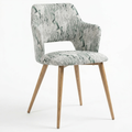 Cyber Homemake ● Silla de Comedor de Terciopelo Peludo con Patas de Madera (Blanco)