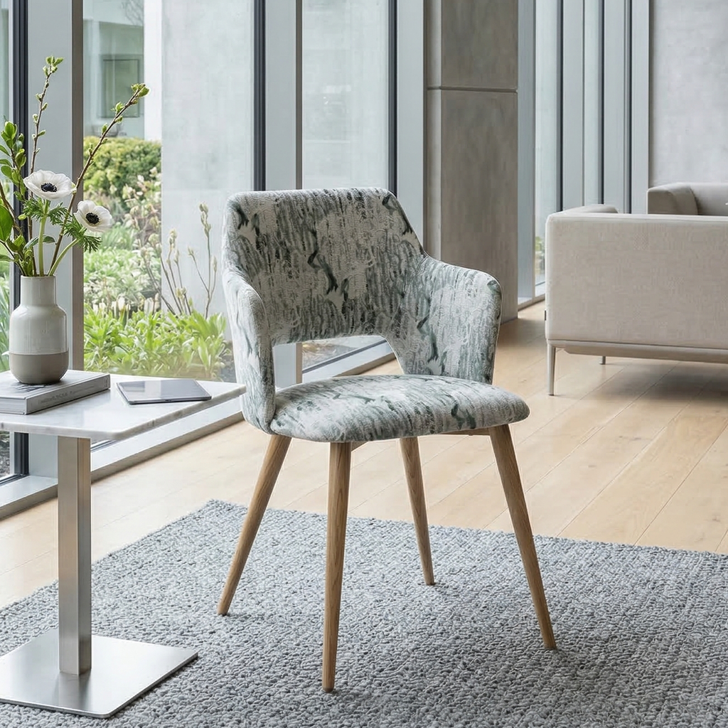 Cyber Homemake ● Silla de Comedor de Terciopelo Peludo con Patas de Madera (Blanco)