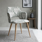 Cyber Homemake ● Silla de Comedor de Terciopelo Peludo con Patas de Madera (Blanco)