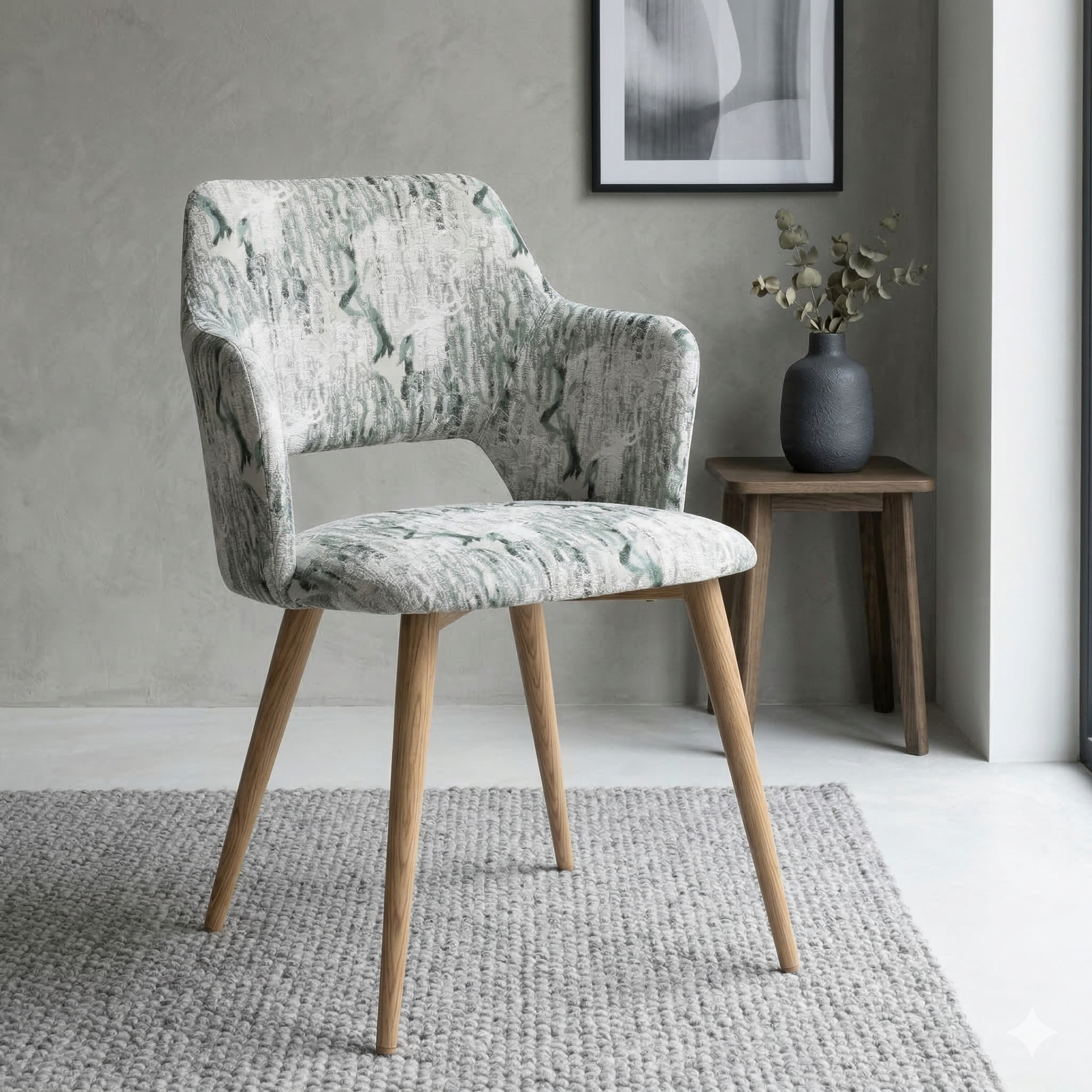 Cyber Homemake ● Silla de Comedor de Terciopelo Peludo con Patas de Madera (Blanco)