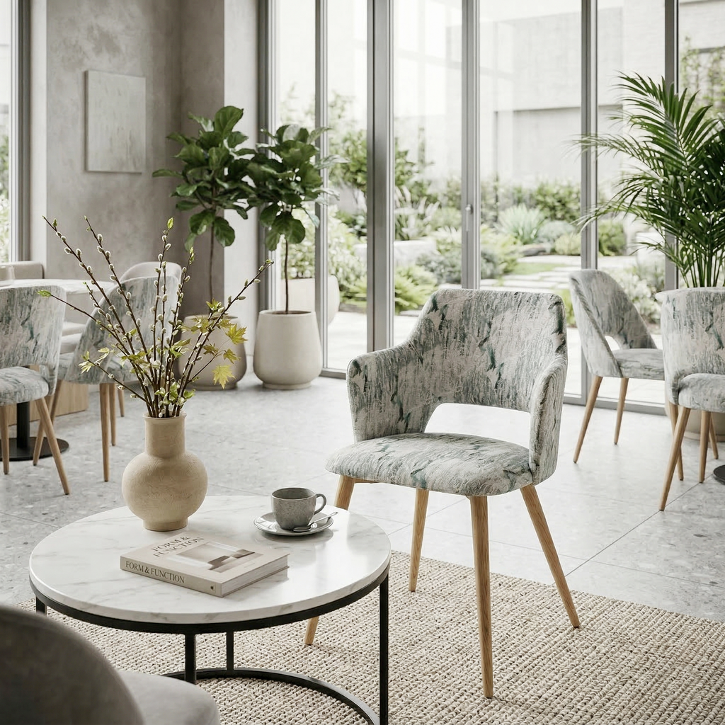 Cyber Homemake ● Silla de Comedor de Terciopelo Peludo con Patas de Madera (Blanco)