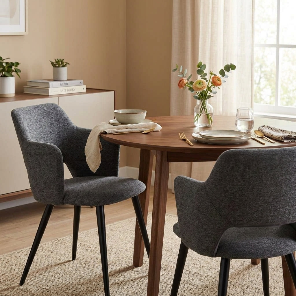 Conjunto de 2 Sillas de Comedor Modernas Respaldo de Diseño Vintage Gris