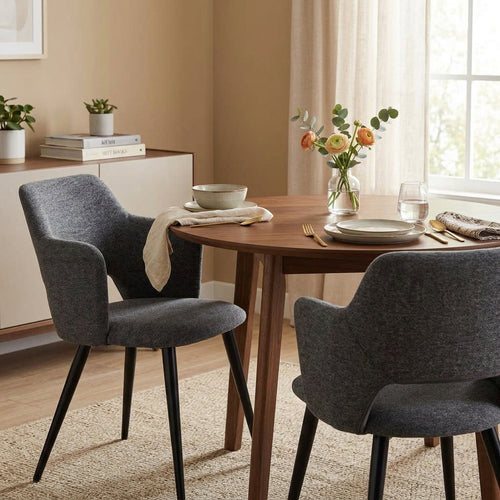 Conjunto de 2 Sillas de Comedor Modernas Respaldo de Diseño Vintage Gris