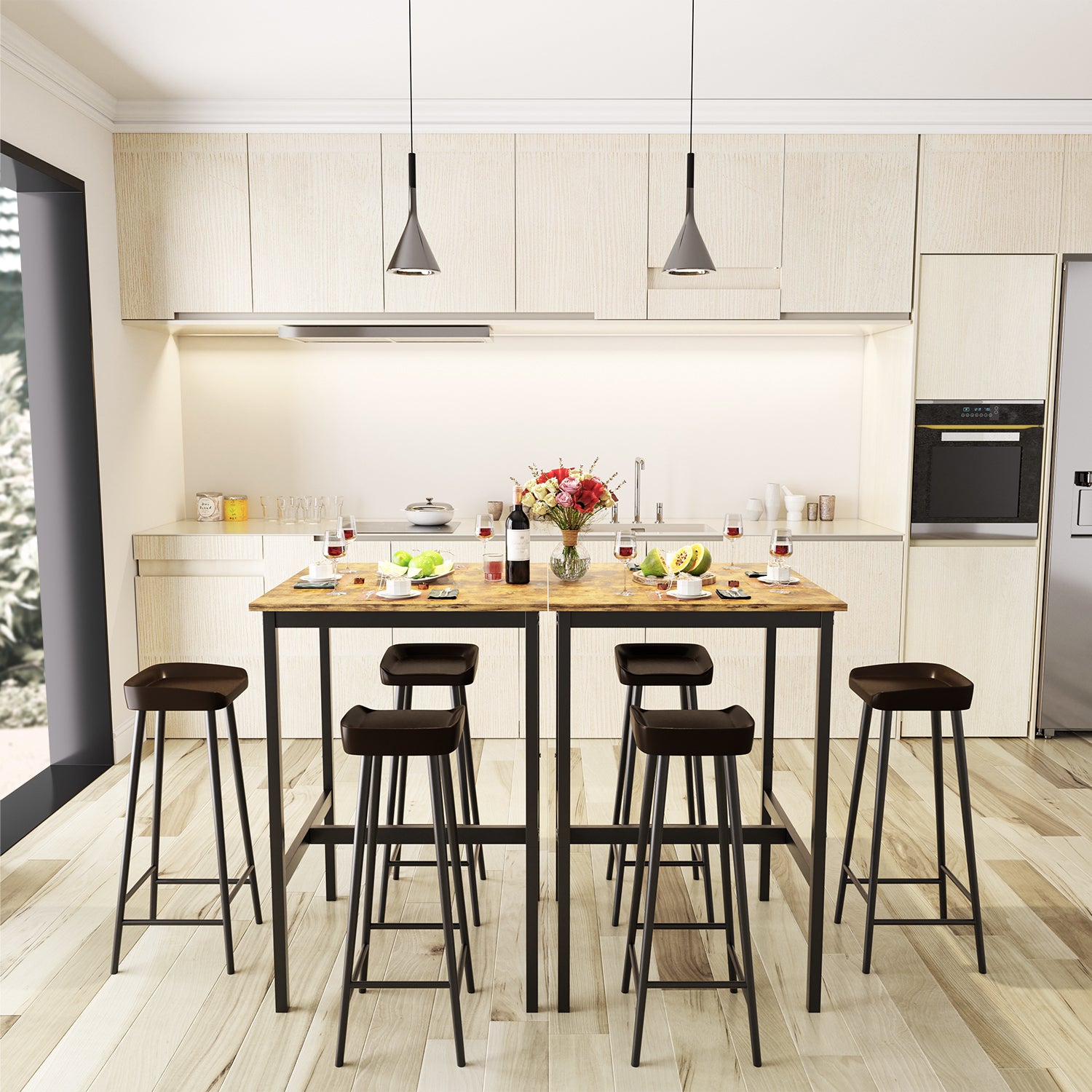 Mesa de Bar Cuadrada Moderna para Espacios Pequeños Salones y Comedores Vintage