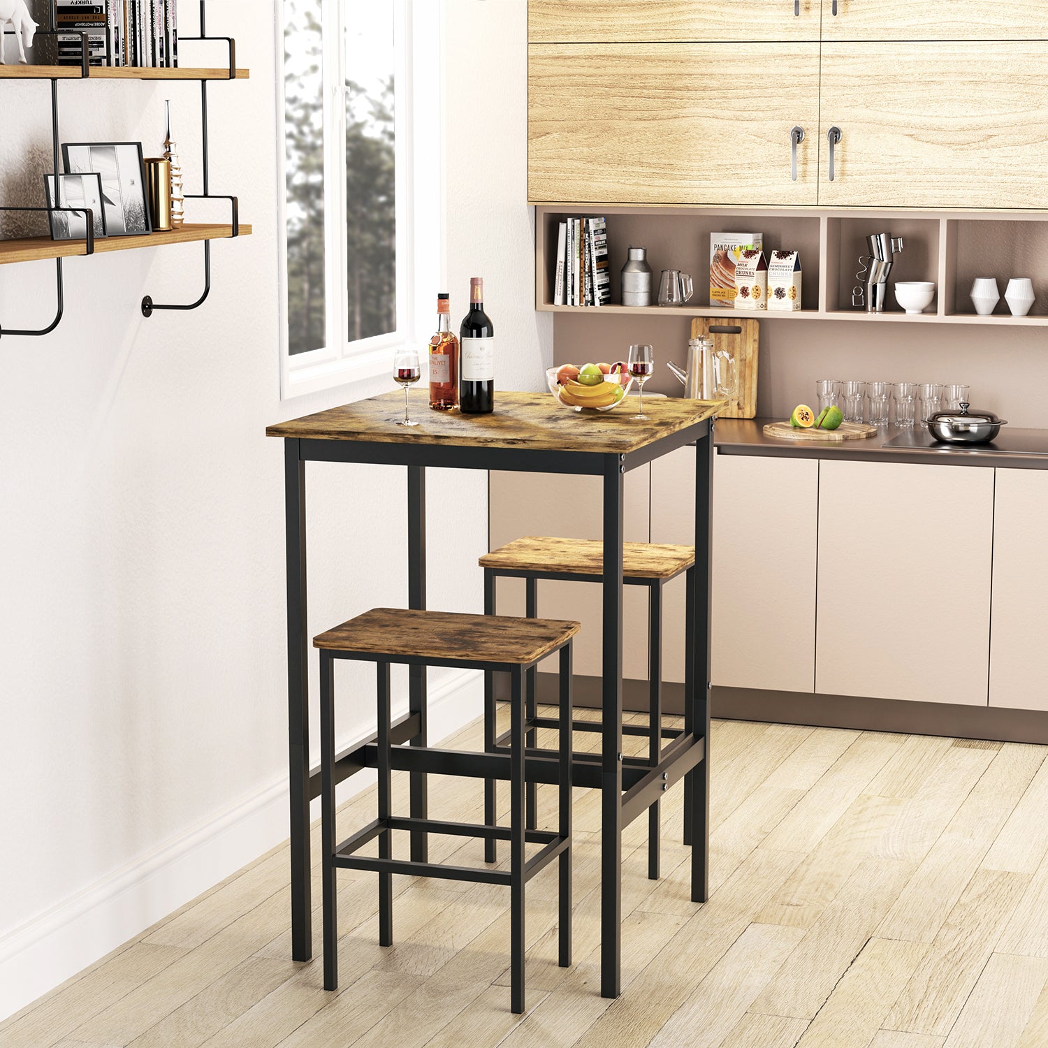 Mesa de Bar Cuadrada Moderna para Espacios Pequeños Salones y Comedores Vintage