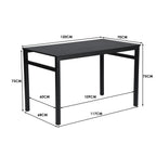 Mesa de Comedor 4-6 Personas Pies de Metal de Tubo de Hierro Estilo Moderno Todo Negro