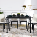 Mesa de Comedor 4-6 Personas Pies de Metal de Tubo de Hierro Estilo Moderno Todo Negro